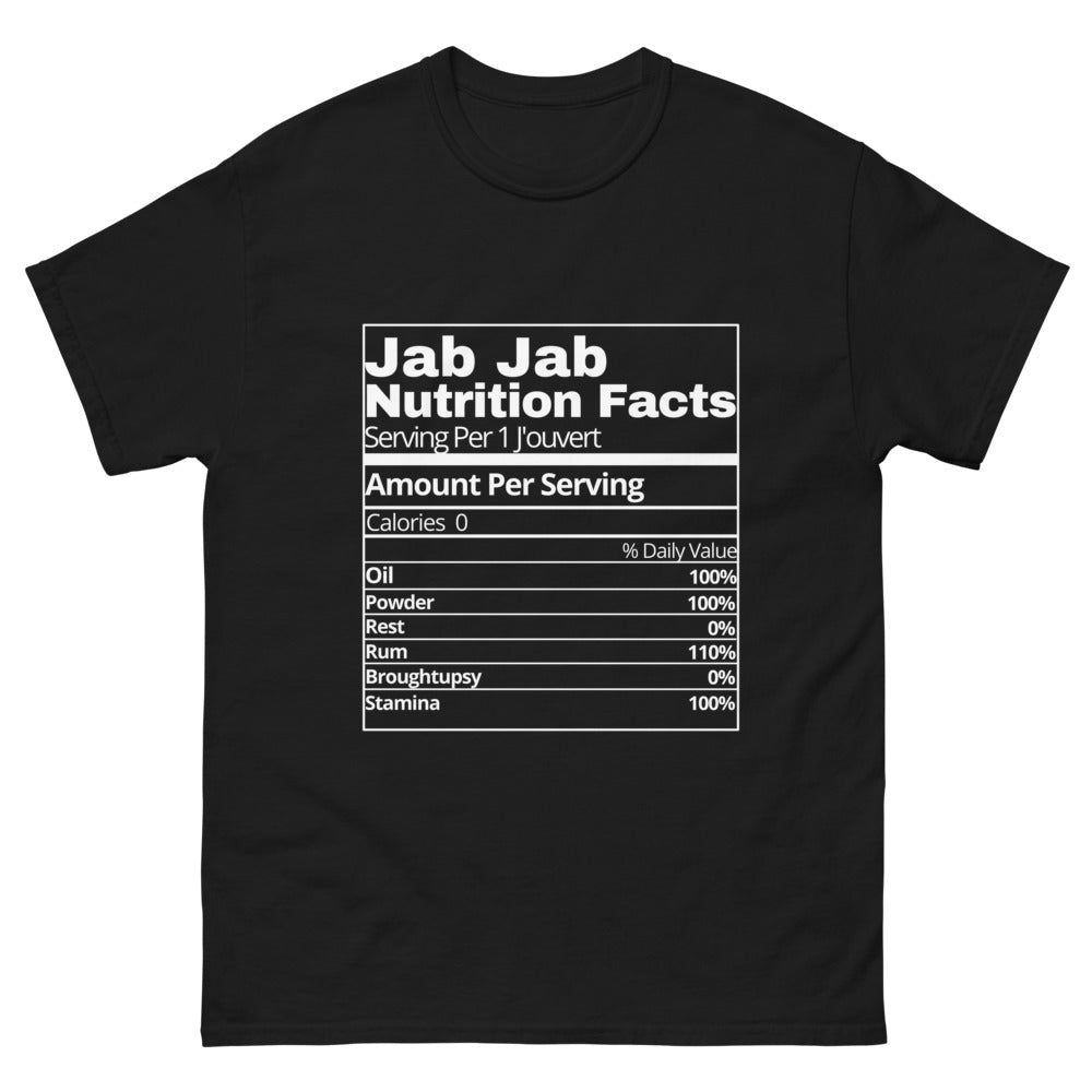 Unisex Jab Jab Nutrition Facts T-Shirt - Black
